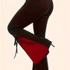 Color Block Flare Leg Pants, Elegant Skinny Tie Side High Waist Pants For Spring & Fall, Women's Clothing