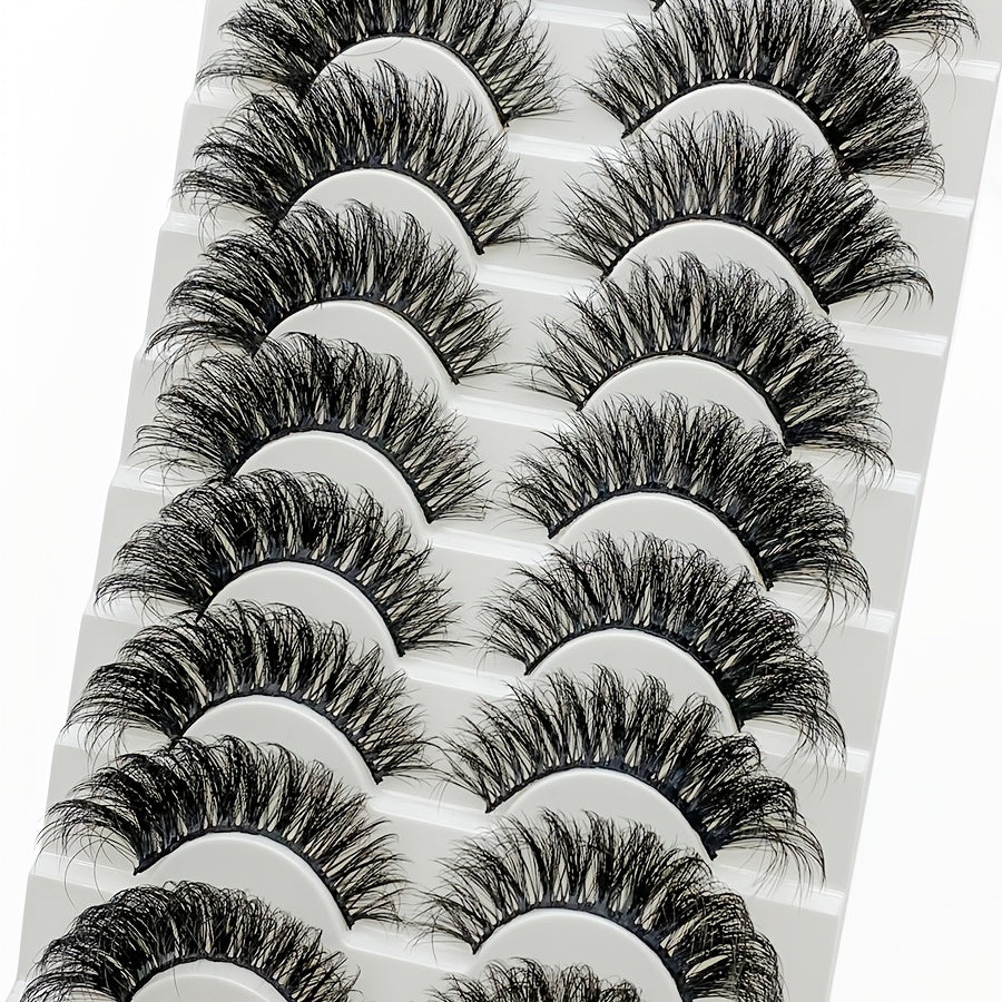 30 Pairs of Slender Imitation Mink Eyelashes, Fluffy Handmade False Eyelash Strips, Natural and Beautiful Softness, Super Soft Stem D Curve, 10-Pair Pack Luxury Cat Eye Lashes Best Gift for Halloween, Valentine's Day Birthday