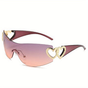 Fashion Glasses Heart Border Decorative Glasses, Gradient Lens, Anti-reflective, for Women, Party, Carnival, Festival Gift