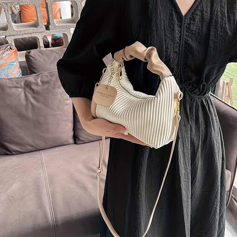 Luxurious Pleated Clutch Evening Bag - Elegant PU Leather Purse with Versatile Shoulder Strap, Detachable Chain, and Magnetic Closure for Party, Wedding, and Formal Occasions - Perfect Accessory for Women's Fashion