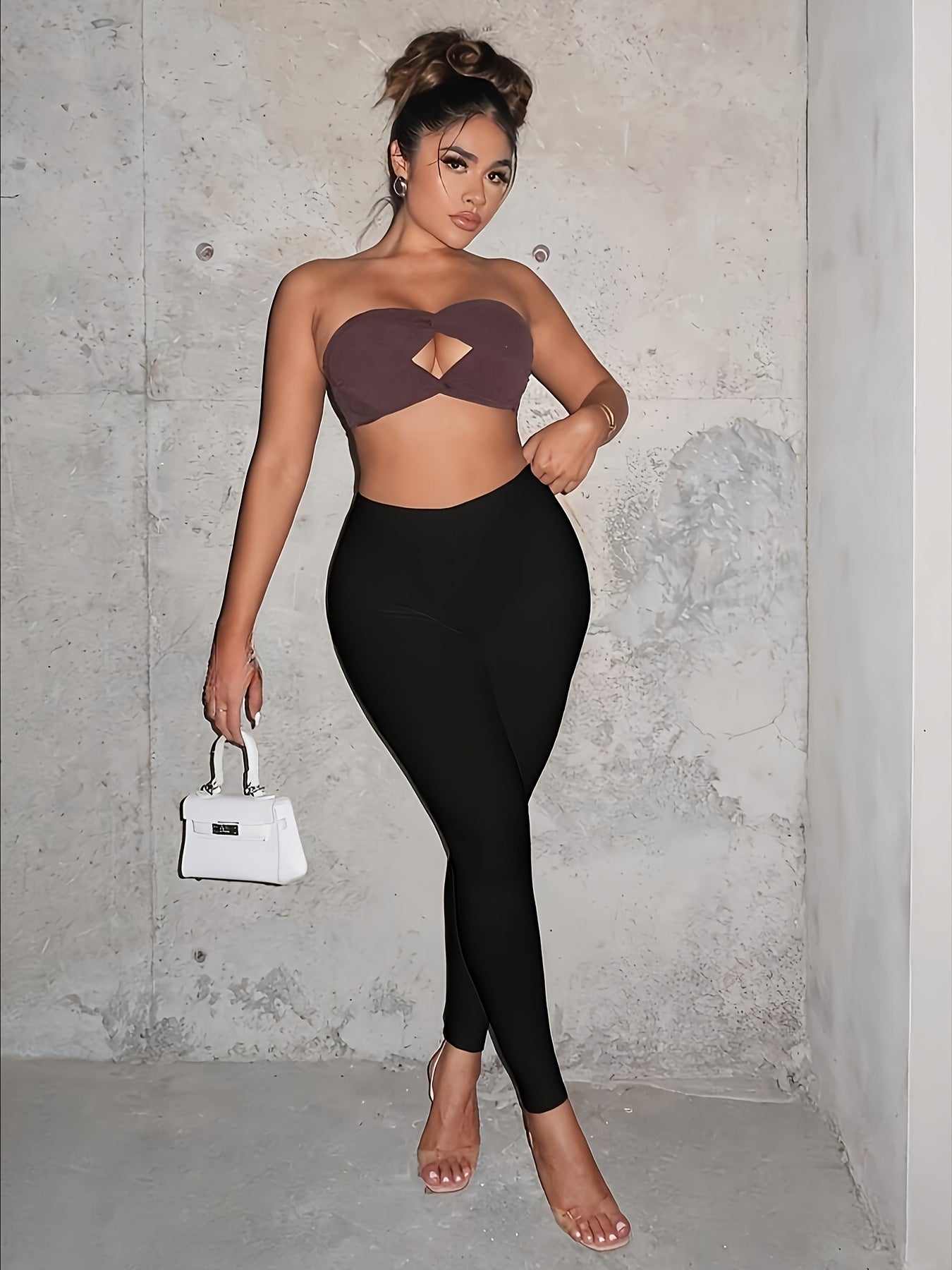 Solid Color High-Waisted Stretchy Skinny Leggings for Women