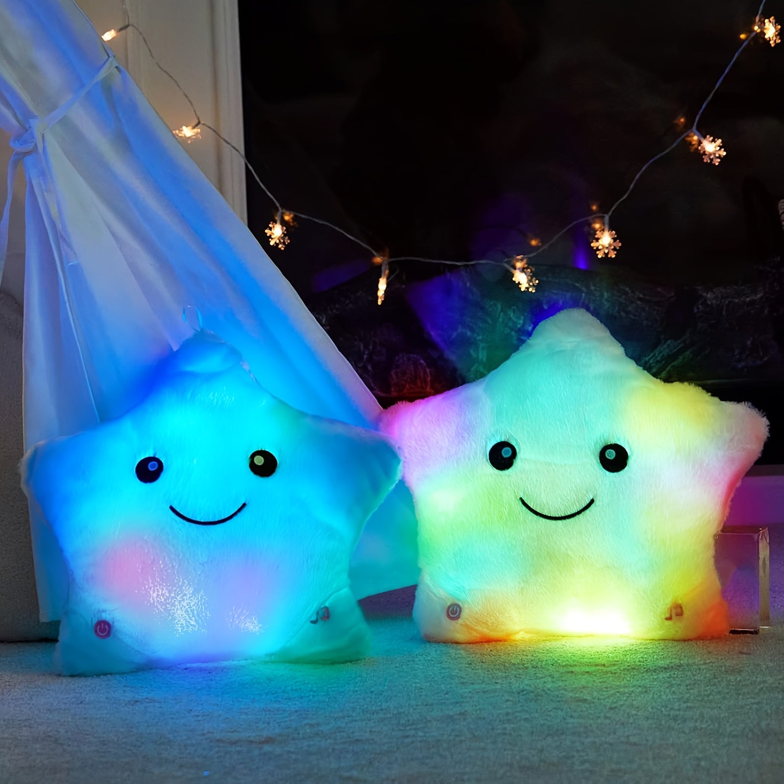AKKUN Purple Glow in the Dark Star Plush Toy, Adorable Soft Star Shaped Stuffed Animal, Woven Polyester, Magical Nightlight, with Ideal Gift for Star Lovers and Cozy Spaces
