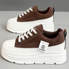 Women's Casual Low-Top Running Shoes - Versatile White & Brown Design, Lace-Up, Comfortable EVA Insole, Durable PVC Sole, Perfect for Casual Attire, Students, and Office Use, Student Sneakers | Modern Sneakers | Synthetic Cov