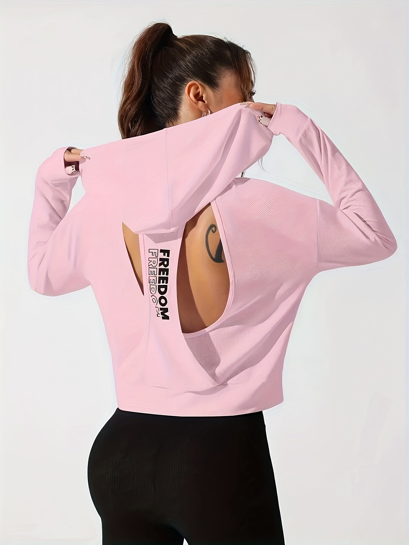 1pc Women's Stylish White Hooded Long-Sleeve Top - 100% Polyester, Semi-Translucent, Lightweight & Breathable for Spring/Summer, Machine Washable, Perfect for Tennis, Gym, and Casual Wear