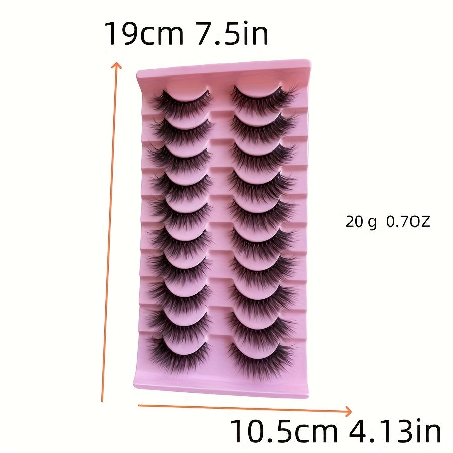 10 Pairs Of Fluffy False Eyelashes Set, Creating Natural Curled Eyelashes, Girl Group'S Thick And Full False Eyelashes, Cat Eye Dramatic Style False Eyelashes