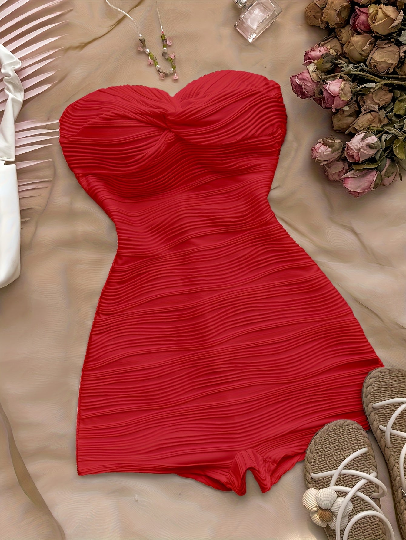Solid Color Textured Fabric Jumpsuit