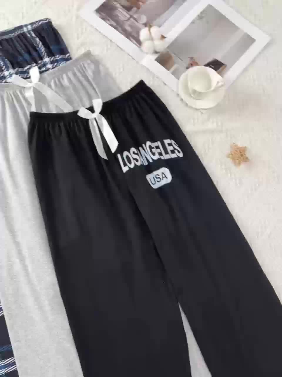 Women's 3pcs Plaid Sleepwear Set - Comfy Polyester & Elastane Blend, Machine Washable, All-Season Lounge Pants