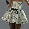 Women's Elegant Polka Dot Off-Shoulder One-Shoulder Sexy Bow Zip A-Line Short Dress