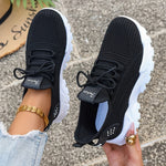 Women's Breathable Knit Running Shoes - Lightweight Low-Top Sneakers with Soft Cushioned PVC Sole, All-Season Comfort for Gym, Walking & Casual Wear - White, Gym Shoes, Sleek Design, Comfortable Insole