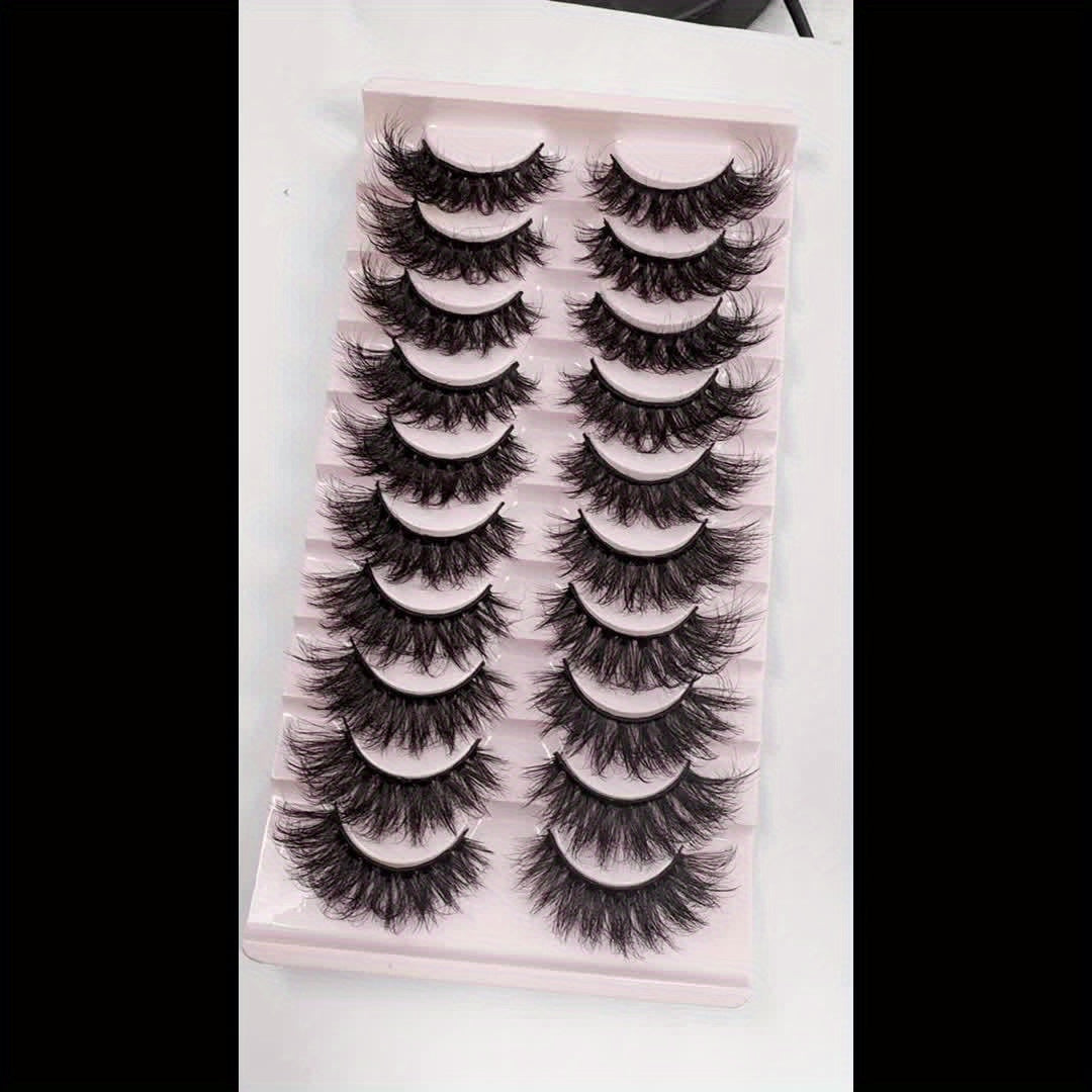 10 Pairs New False Eyelashes Cat Eye Fluffy False Mink Eyelashes 8D Wispy Eyelashes Dramatic Long Thick Curled False Eyelashes Natural Looking Soft Fluffy 3D False Eyelashes Russian Curled Eyelashes