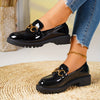 Elegant Solid Color Penny Loafers for Women - Classic British Style Slip-On Casual Shoes with Plain Toe, Water-Resistant Man-Made Upper, Fabric Insole, and Durable Rubber Sole - All-Season Footwear