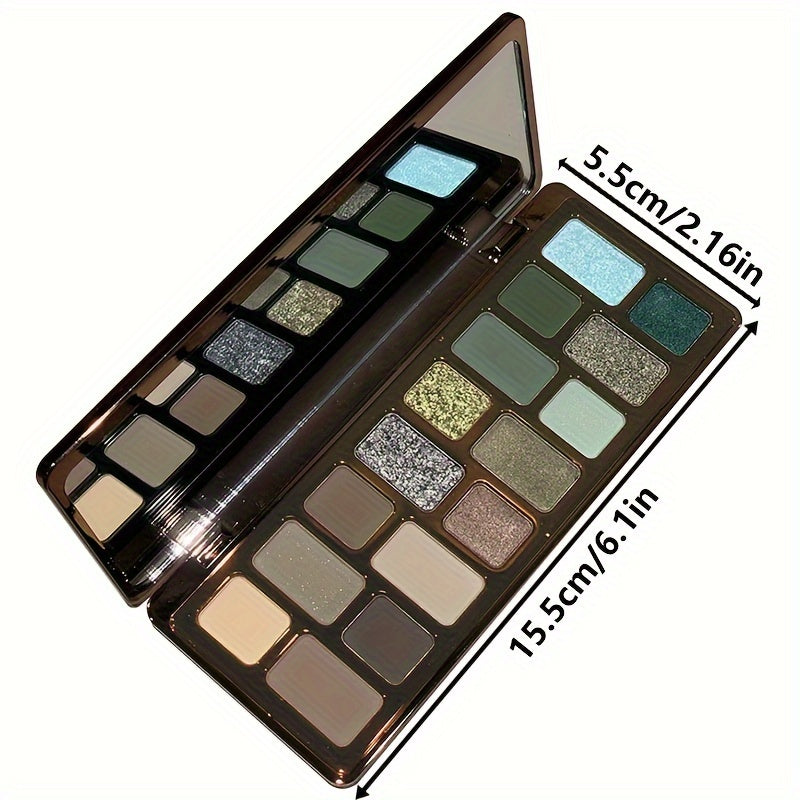 16-color Eye Shadow Palette, Matte Pearlescent Explosive Flash Grey Green Earth Color, Smoked Color Retro Advanced Color Palette, High Gloss Powder Blusher Multi-function Makeup Plate