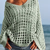 [Beach-Ready] Women's Crochet Knit Top | Long Sleeve | Polyester | Breathable | Casual | Spring & Summer