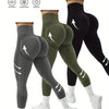 3-Pack High-Waist Compression Sports Leggings for Women with Side Stripe Detail, Polyamide & Elastane, Solid Color, High Stretch, Skinny Fit, Cropped Length - Elastic Waist Yoga Pants for Adults