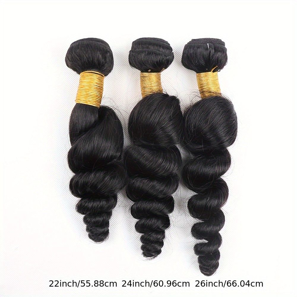 14A Loose Wave Bundles with Closure Human Hair 3 Bundles with 5x5 Lace Closure for Women Free Part 100% Unprocessed Virgin Peruvian Loose Deep Wave Human Hair Weave Bundles with Lace Closure Natural Color
