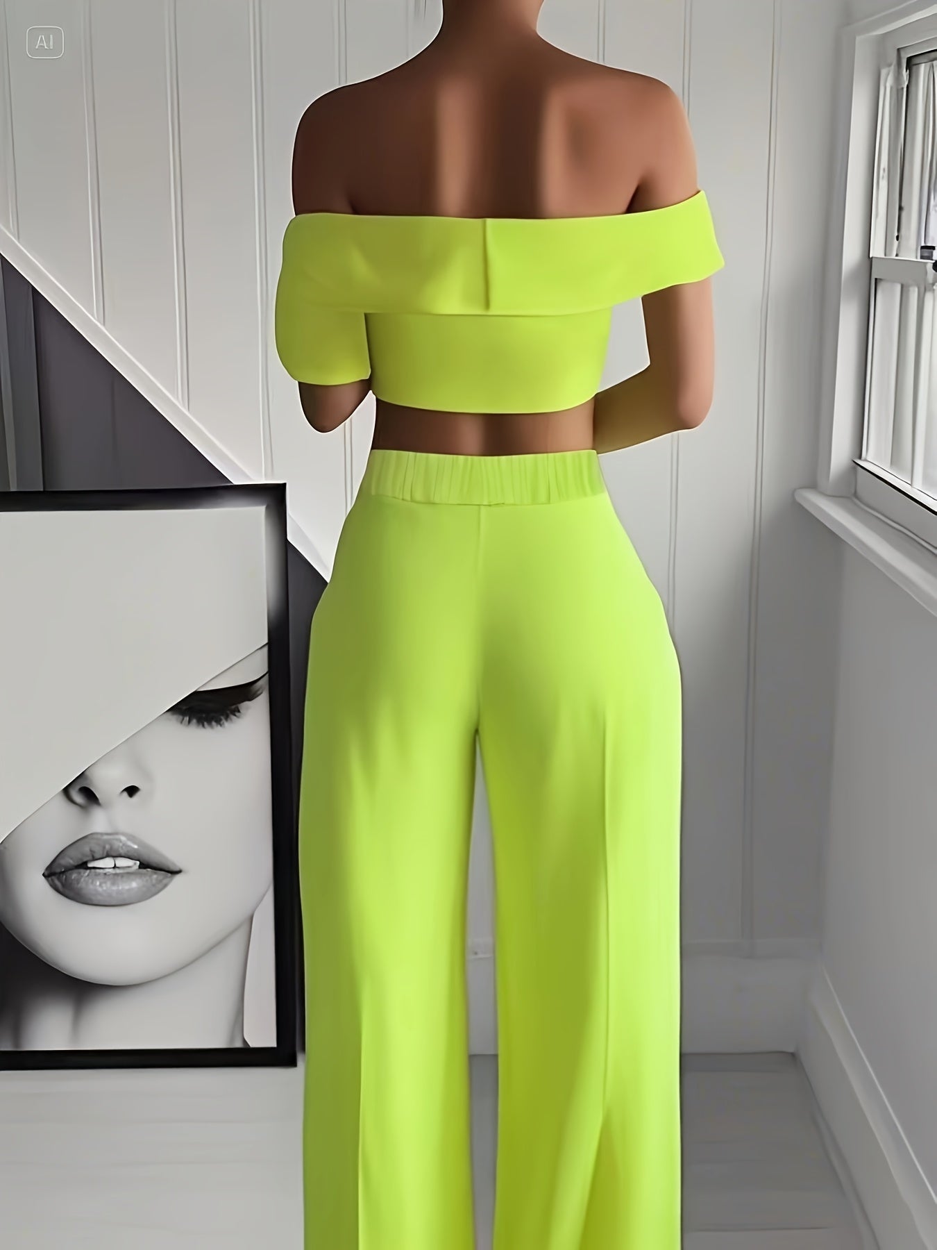 Women's fluorescent yellow one-shoulder dress, suitable for party wear