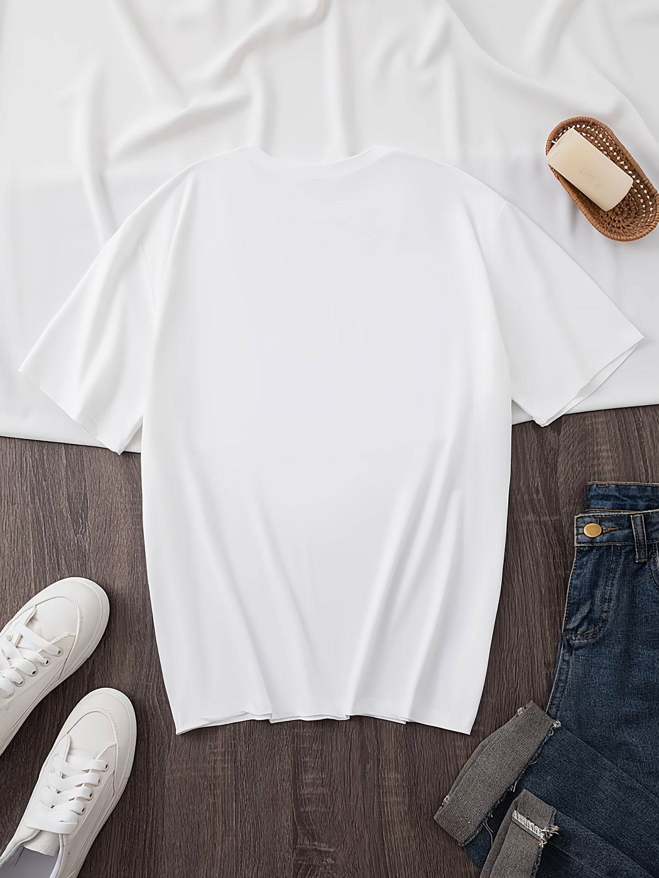 Women's Casual Letter Print T-Shirt - Crew Neck, Short Sleeve, Soft Polyester, Machine Washable