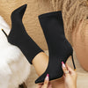 Women's Solid Color Stylish Boots, Pull On Slim Stiletto Mid-calf Boots, Point Toe Versatile Boots