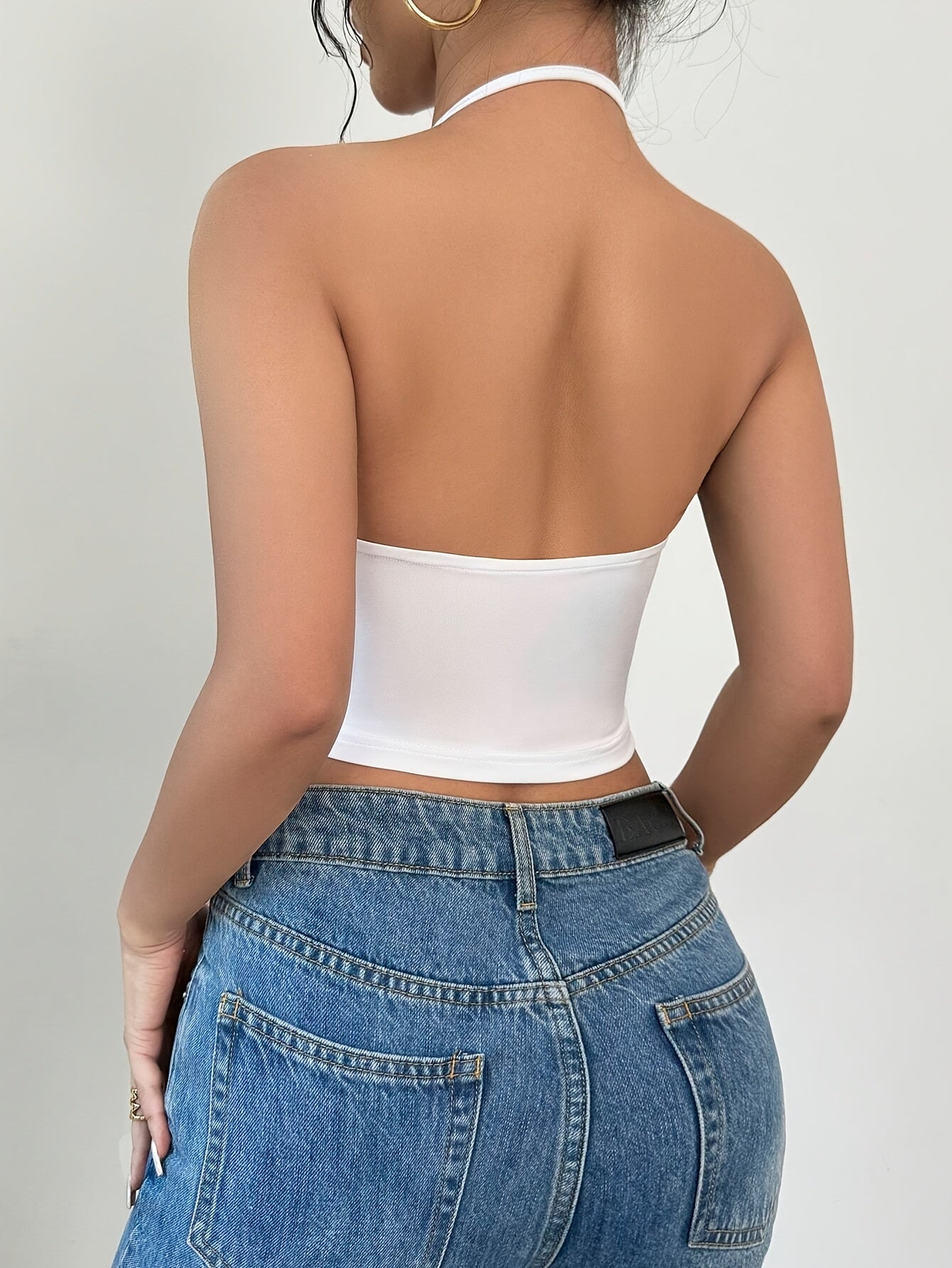 Floral Print Backless Halter Top
