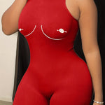 Solid Crew Neck Romper Jumpsuit - Sexy Sleeveless Slim Fit - Polyester - For Women - Perfect for Sports & Casual Wear - Great Gift for Fashionable Ladies