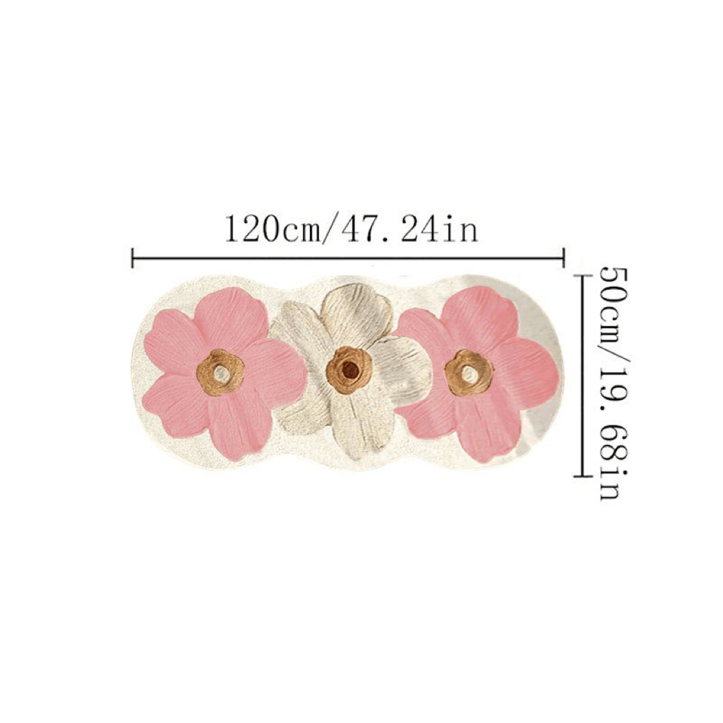 1000g 10mm Polyester Fluffy Floral Area Rug for Bedroom, Indoor Use, Machine Washable, Non Slip, Irregular Shape
