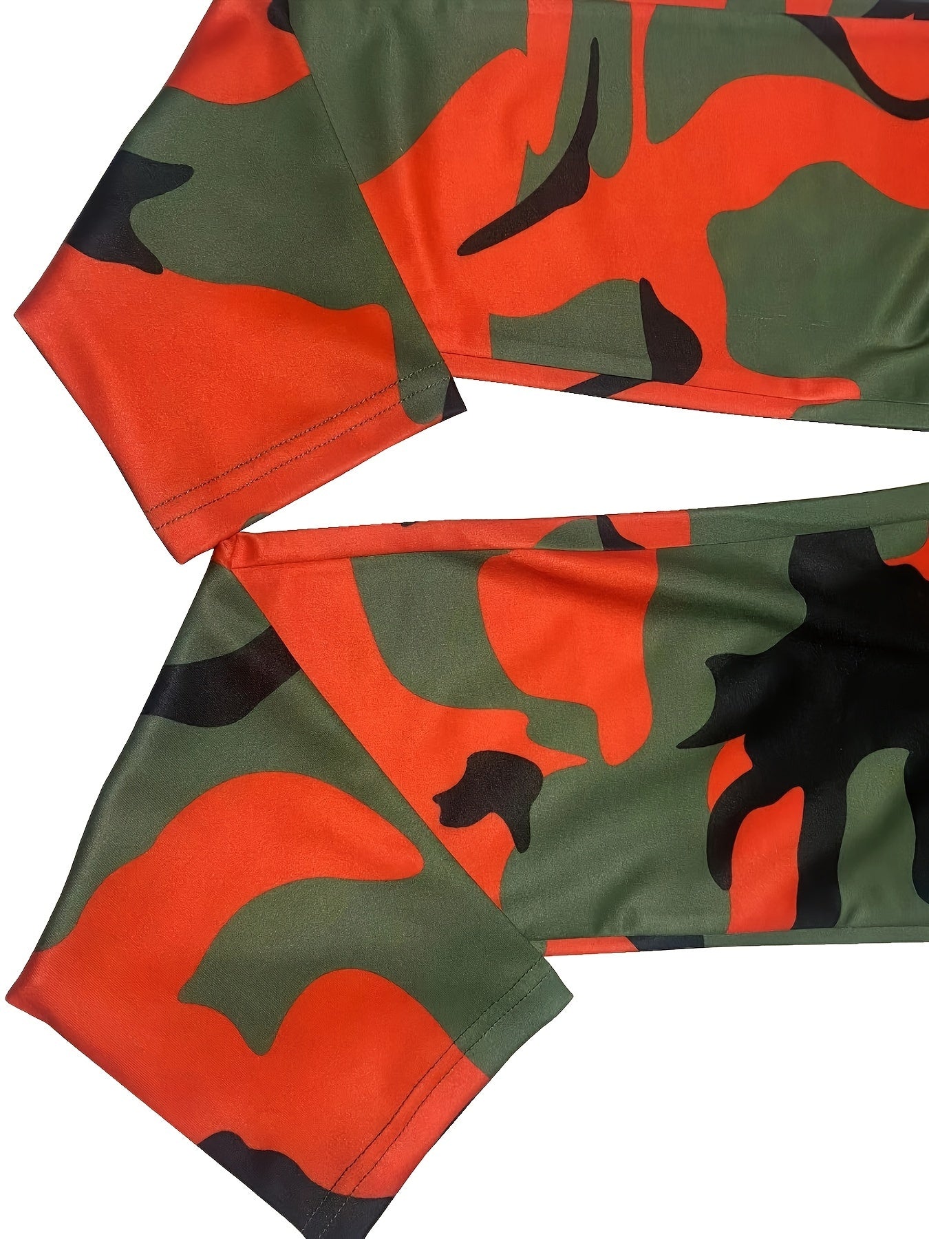 Camo Print Two-piece Set, Casual Crew Neck T-shirt & Skinny Pants Outfits, Women's Clothing