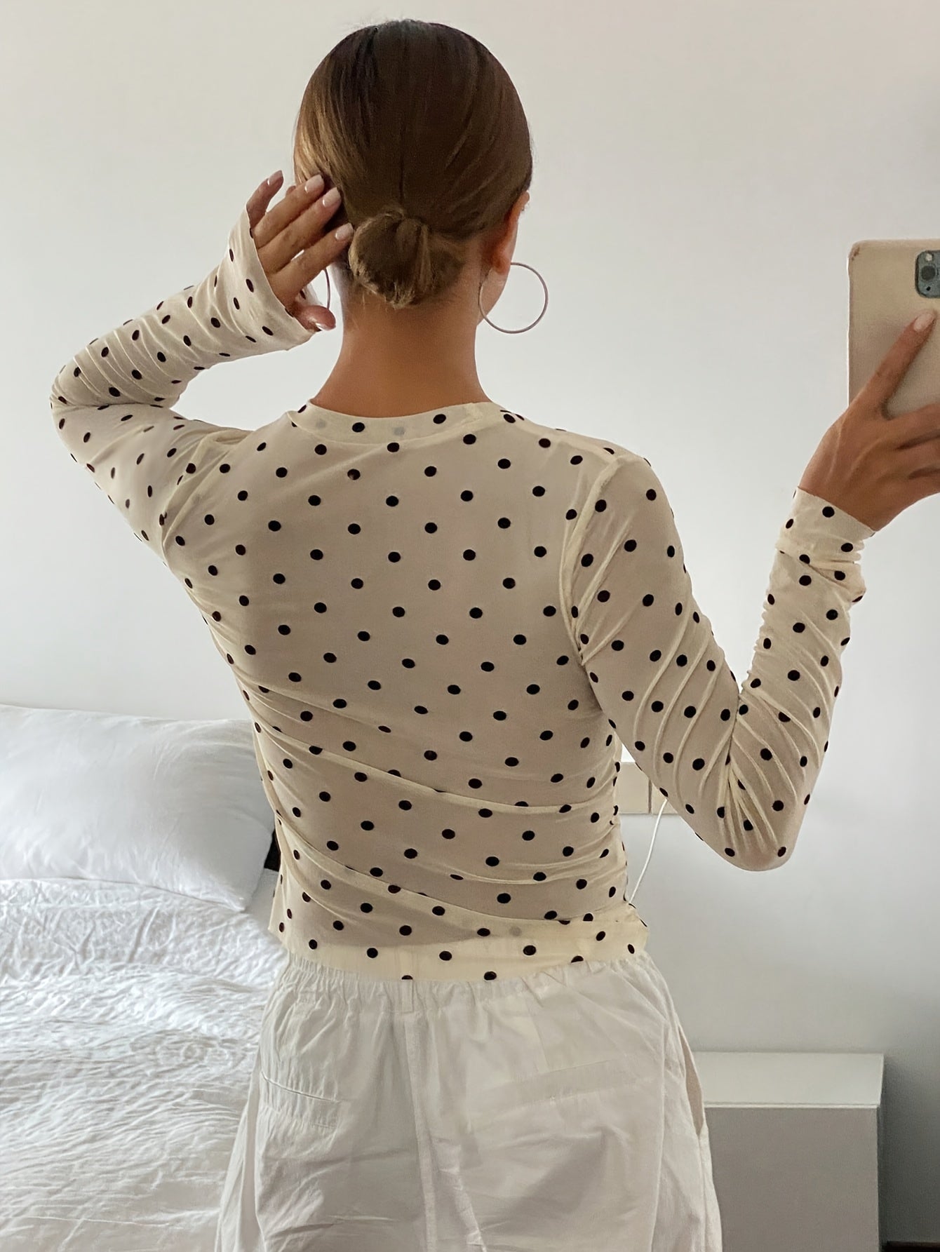Women'S Mesh Polka Dot Velour T-Shirt