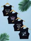 Graphic Print Tank Top 4 Pack, Sexy Crew Neck Summer Sleeveless Top, Women's Clothing