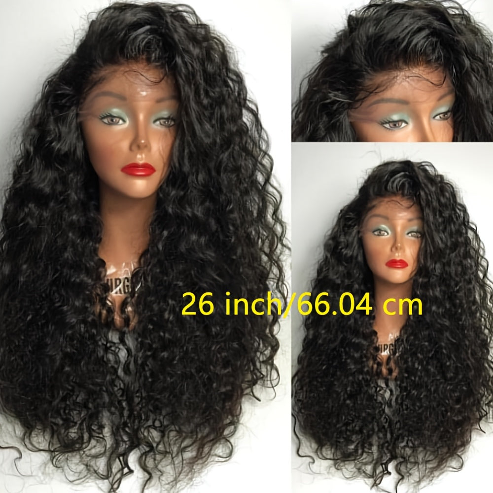 13*4 Lace Front Wigs 26 Inch Long Black Hair Lace Wigs Loose Curly Hair Glueless Heat Resistant Synthetic Lace Front Wigs for Women Hair Replacement Wig for Daily & Party Use