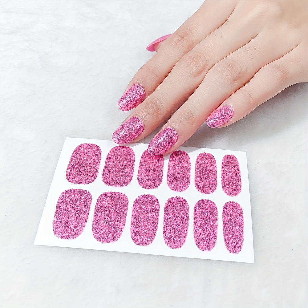 Glitter Nail Art Sticker Waterproof Full Stickers For Girls Women Sweet Cute DIY Nail Stickers Nail Accessories