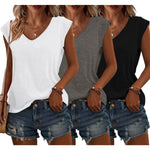 Bliwov 3 Pack Women's Cap Sleeve Tank Tops U Neck Spring Summer Tops Casual Loose Fit Basic Tee Shirts 2024 Fashion Clothes