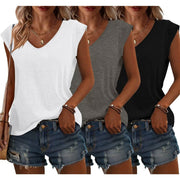 Bliwov 3 Pack Women's Cap Sleeve Tank Tops U Neck Spring Summer Tops Casual Loose Fit Basic Tee Shirts 2024 Fashion Clothes