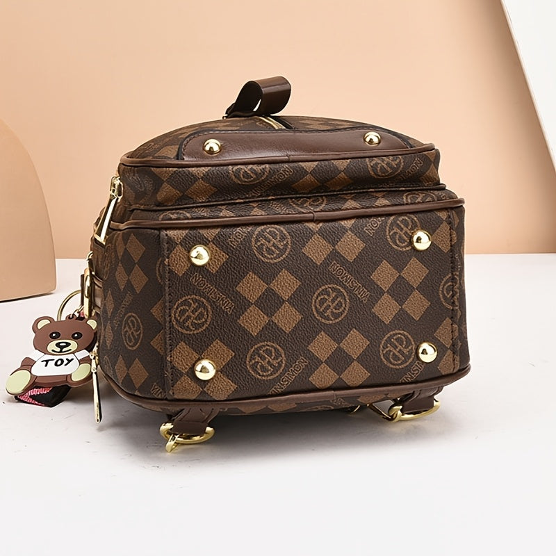 New Fashion All-match Simple Travel Backpack, Printed Small Backpack, Crossbody And Shoulder Dual-purpose Backpack