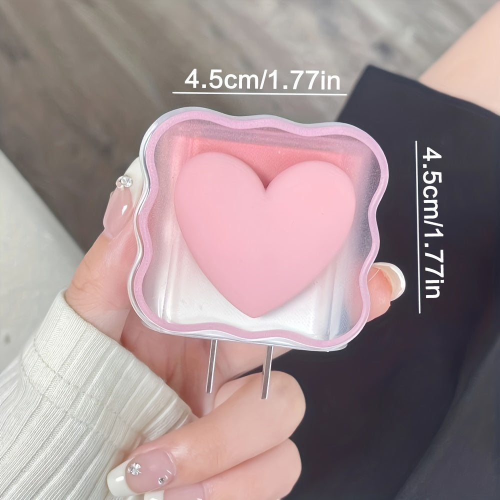 5-Pack Pink Heart-Shaped TPU Charger Protector with Cable Wrap, Compatible with iPhone 18W/20W Fast Charging, Soft Protective Case Accessory Without Battery