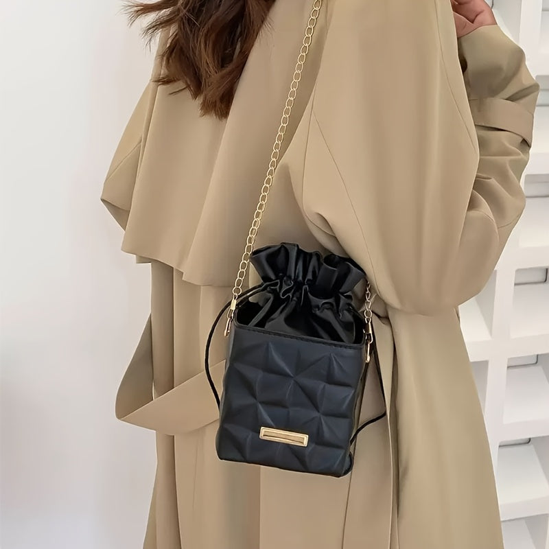 Mini Diamond Grid Small Square Bag, Fashionable Chain Square Bag, PU Material