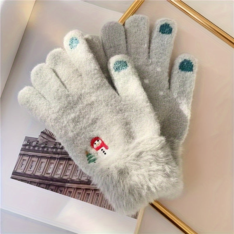 Winter Touch Screen Gloves for Women - Spandex Material, Hand Washable, Elastic, Water-Resistant Non-Slip Mittens with Keep Warm Function - Embossed Design for Outdoor Activities