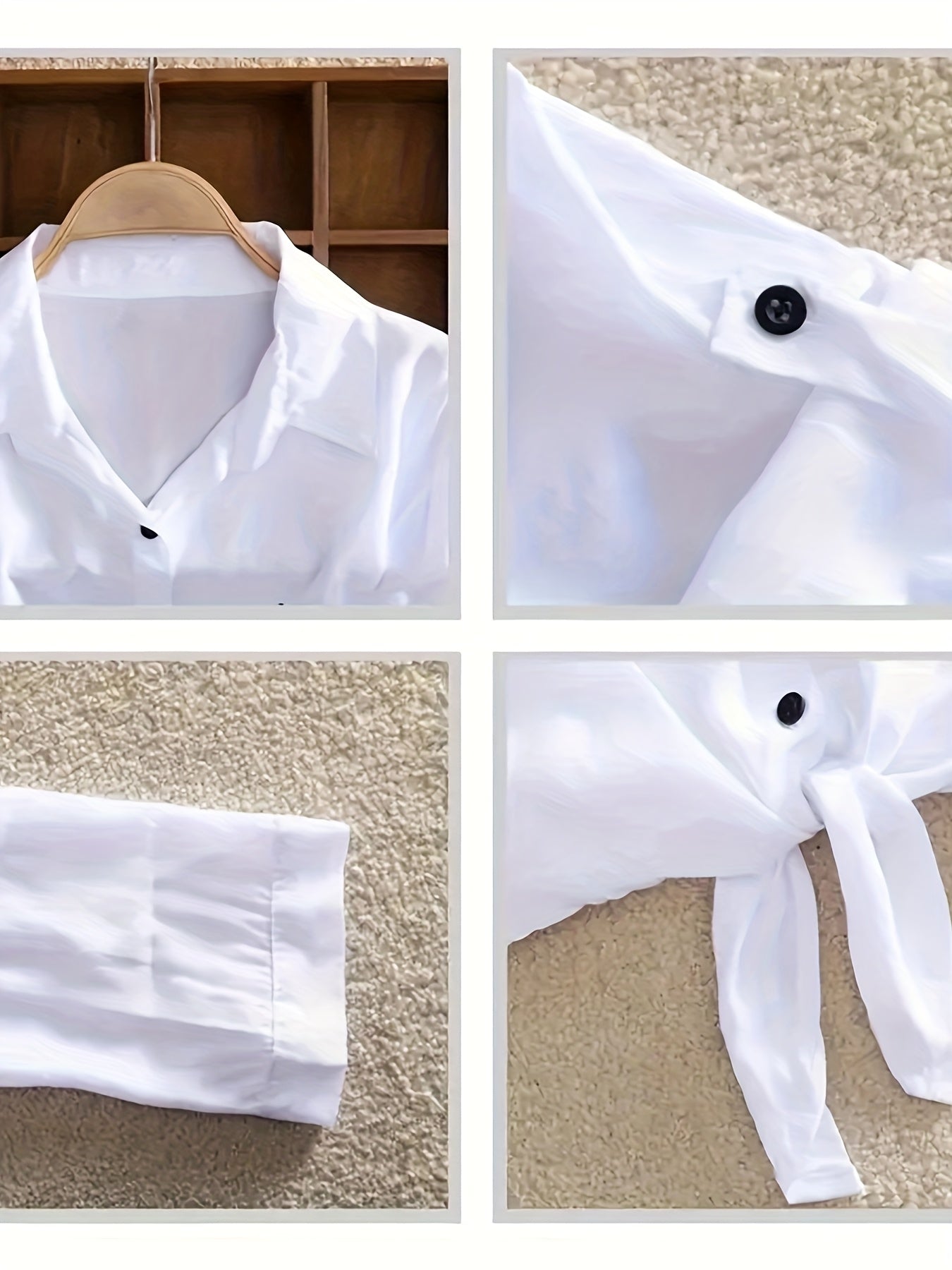 Women'S Casual Long Sleeve White Shirt with "JANISMANNER" Print - Stylish Short Sleeve Blouse with Tie Front, and Lapel Collar for Summer, Top | Stylish Casualwear | Feminine Design