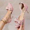 Butterfly Bow High Heels, Women's Sweet Thin Heel Shoes, New Pointed Toe Open-Toe Party Pumps, Elegant Wedding Shoes, French Style Single Strap Stilettos, Fairy Chic Bow Pump, Retro Vintage Wedges