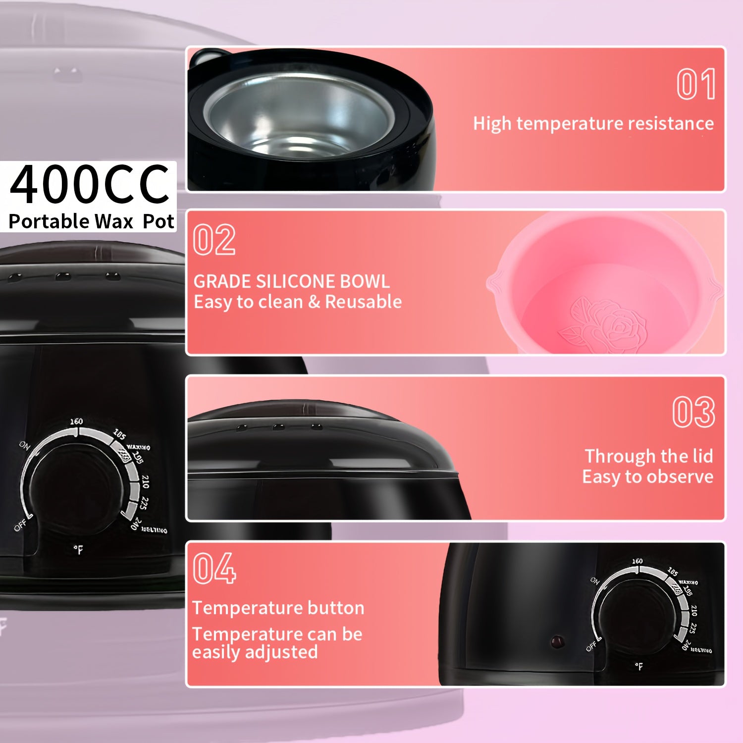 US Plug 500cc Wax Warmer Suitable For Waxing And Hair Removal At Home, 110V Voltage