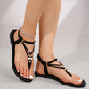 Elegant Women's Heart Charm Flat Sandals - Open Toe, Slip-On Design with Braided Straps & Pearl Accents, Faux Cover Summer Beach Shoes, Ladies Sandals