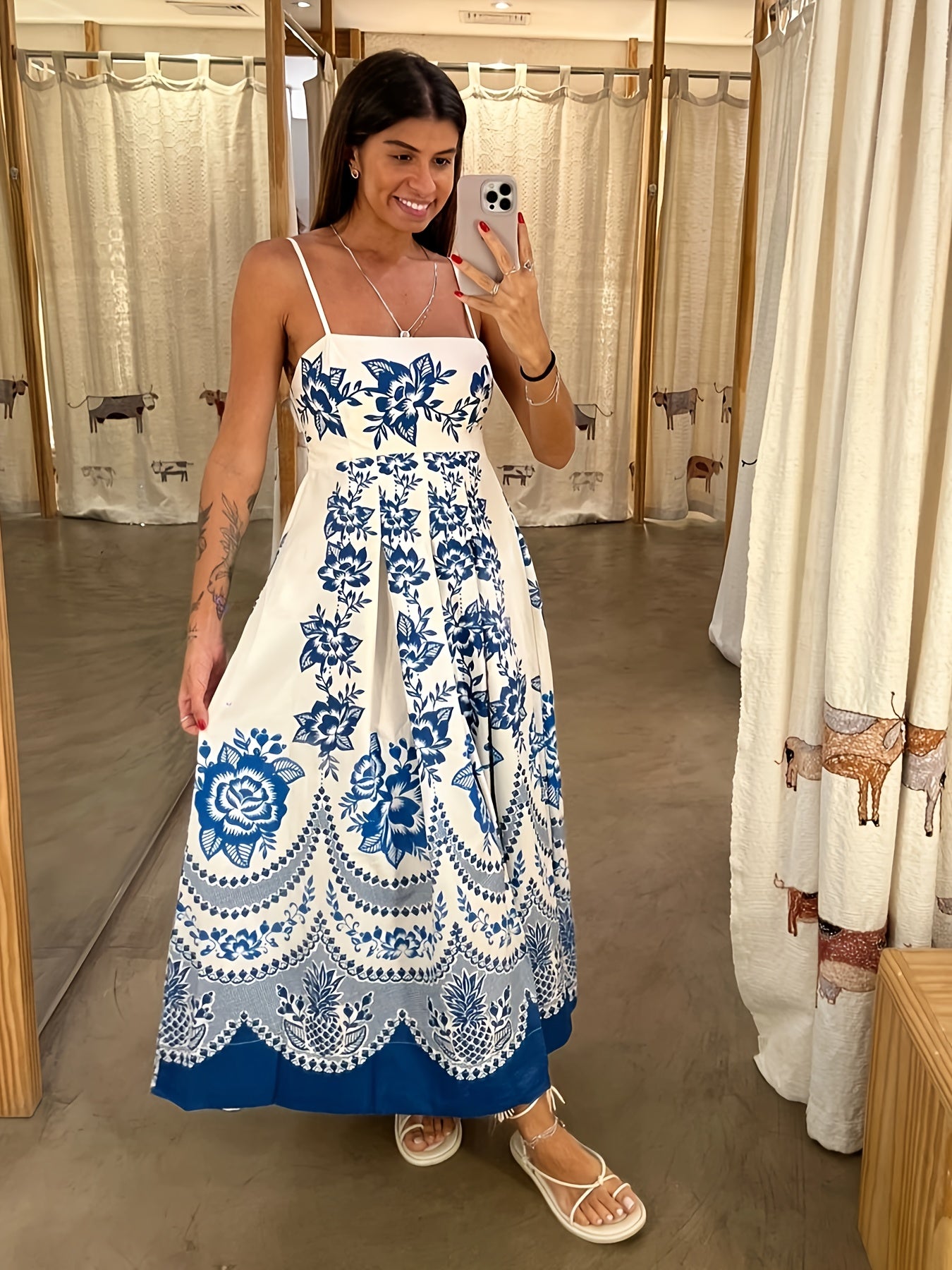 Spring And Summer Women's Dresses, Retro Ethnic Camisole Dresses, Women's Bohemian Printed Dresses