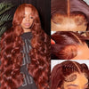 Reddish Brown Lace Front Wigs Human Hair 180% Density 13x4 HD Transparent Body Wave Lace Frontal Wigs With Baby Hair Auburn Copper Colored Glueless Human Hair Wigs For Women