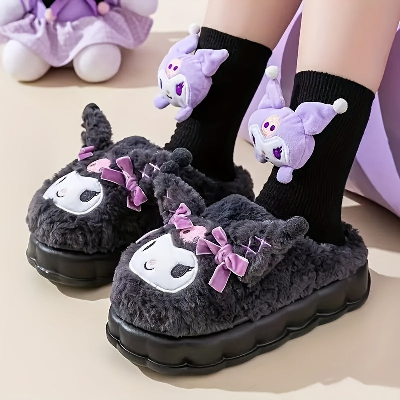 Sanrio Hello Kitty Women'S Cozy Fleece-Lined Winter Slippers, Indoor Warm Slippers, New Year Gift, Non-Slip, Washable, Holiday Present.