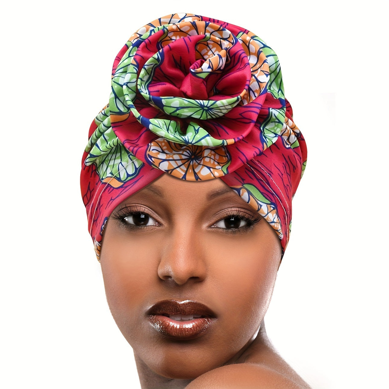 Elegant Women's Floral Turban Headwrap: Vibrant Colors, Soft Polyester Fabric, and Comfortable Elastic Design for a Chic Look
