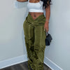 Solid Color Casual Work Straight-Leg Long Pants with Zipper And Straps