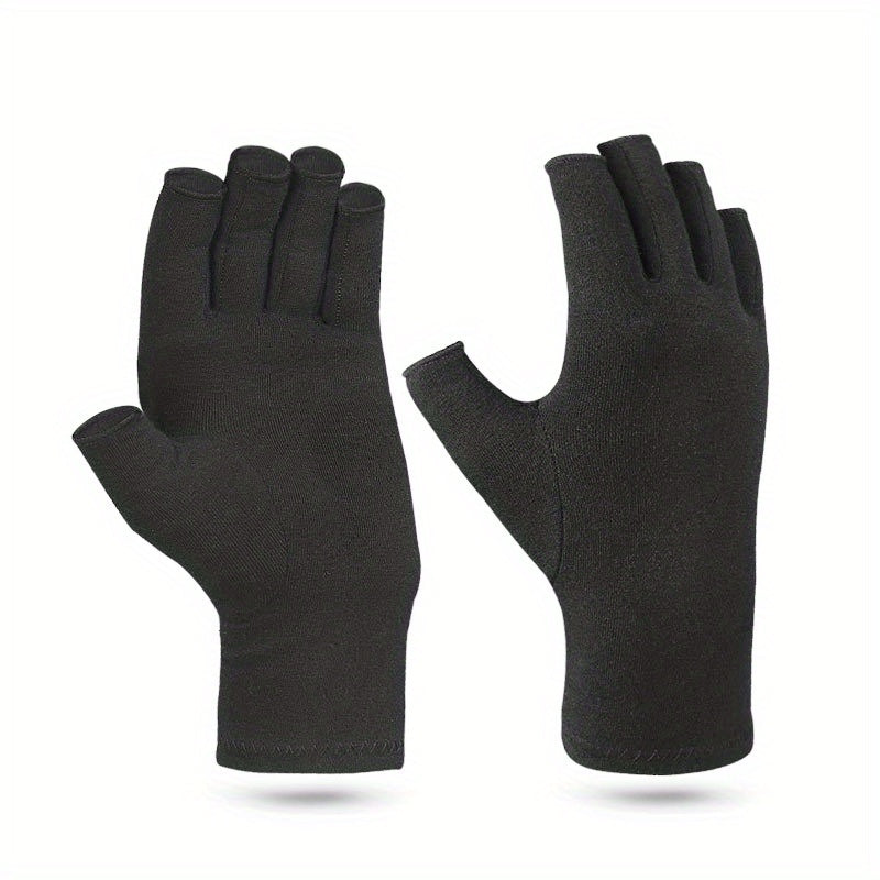 1Pair Fingerless Compression Gloves For Women & Men, Hand Joint Wraps, Sports Hand Support Thumb Gloves For Typing, Daily Work, Hand Care - Open Finger Fit