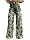 Y2K Women'S Pants Wide Leg Versatile Flared High Waisted Baggy Pants Abstract Geometry Element 3D Printed A Line Hanging Feel Casual Comfortable Loose Floor Length Pants Spring Autumn Polyester Hip Hop