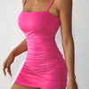 Chic Off-Shoulder Ruched Bodycon Mini Dress for Women - Sexy Sleeveless, Stretchy Polyester & Elastane Blend, Machine Washable, Elegant Solid Color, Perfect for All Seasons