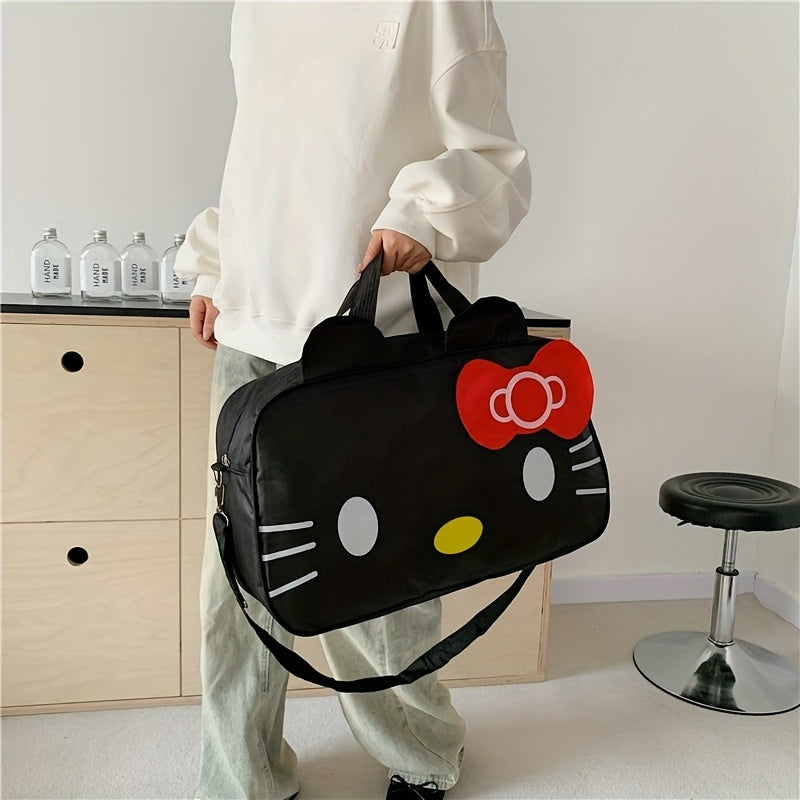 Women's Red Nylon Duffel Bag - Cartoon Design, Large Capacity | Portable & Short Handle | Hand Washable