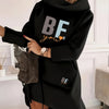 Women's Fashion Hooded Tunic Dress, 100% Polyester Knit Fabric, Geometric Pattern, Applique Detail, for Spring/Summer/Fall